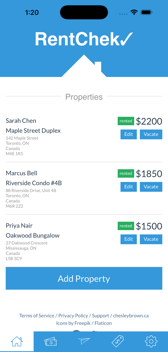RentChek properties